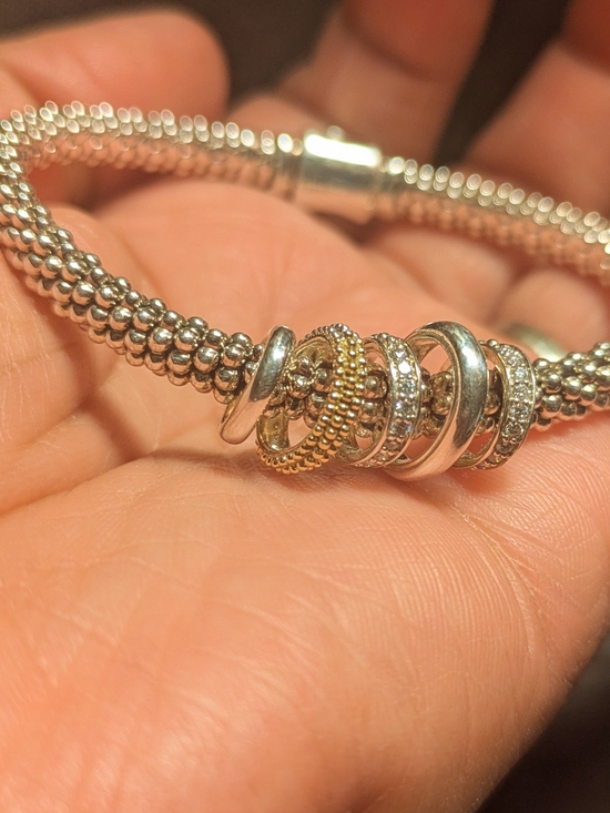 LAGOS Jewelry - Two-Tone Five Ring Diamond Caviar Bracelet | 6mm